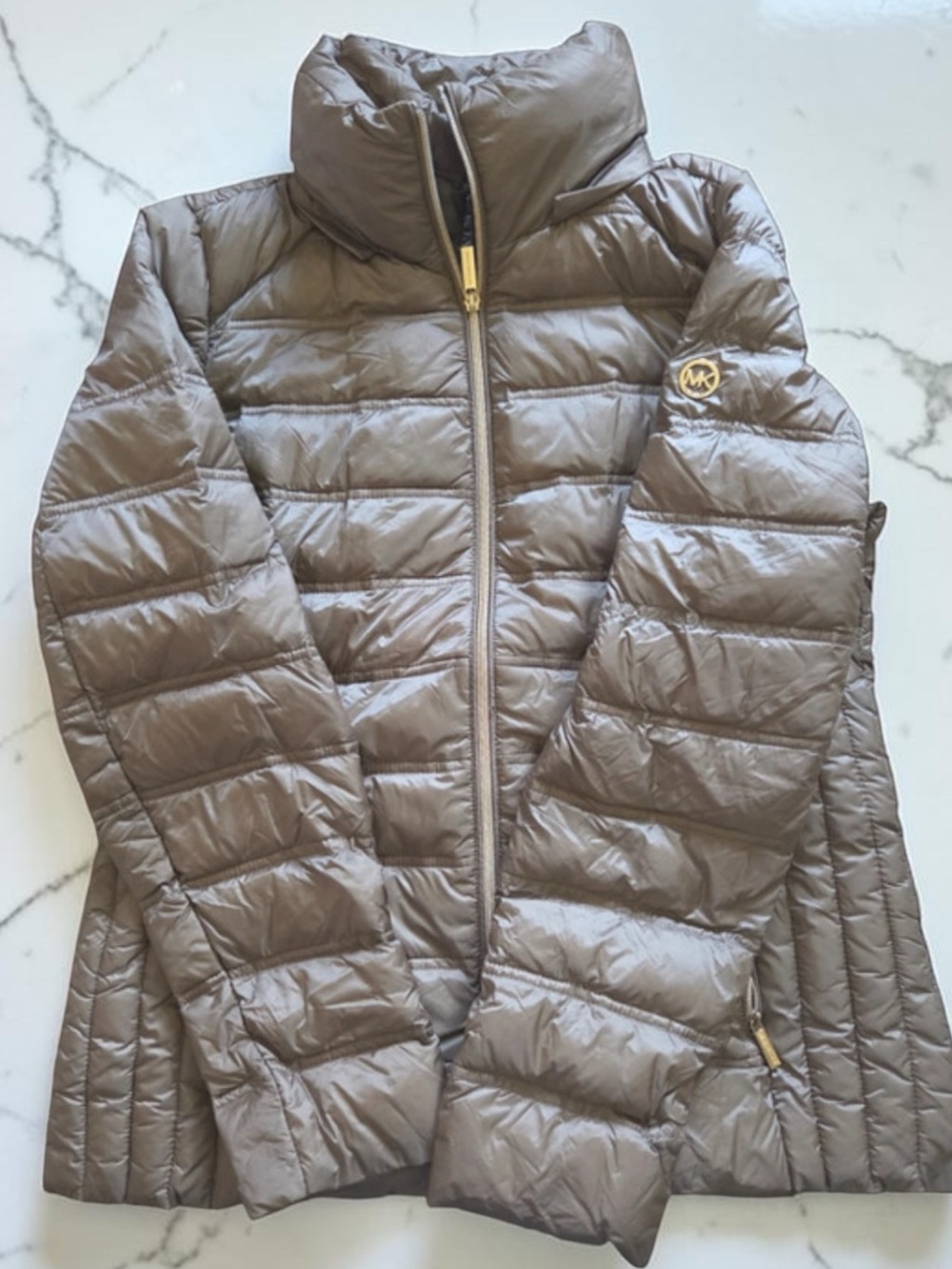 Michael Kors Taupe Quilted Lightweight Puffer Jacket